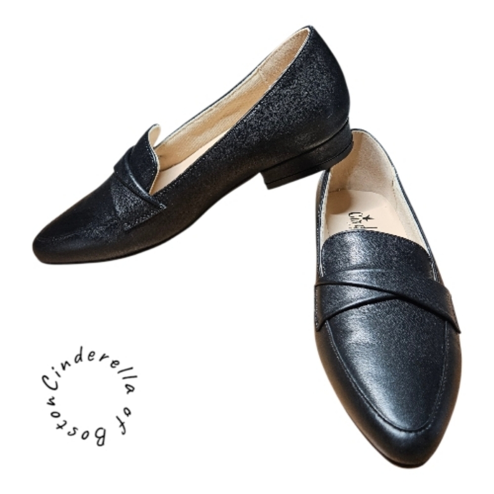 Cinderella Of Boston Kino Leather Black Flat